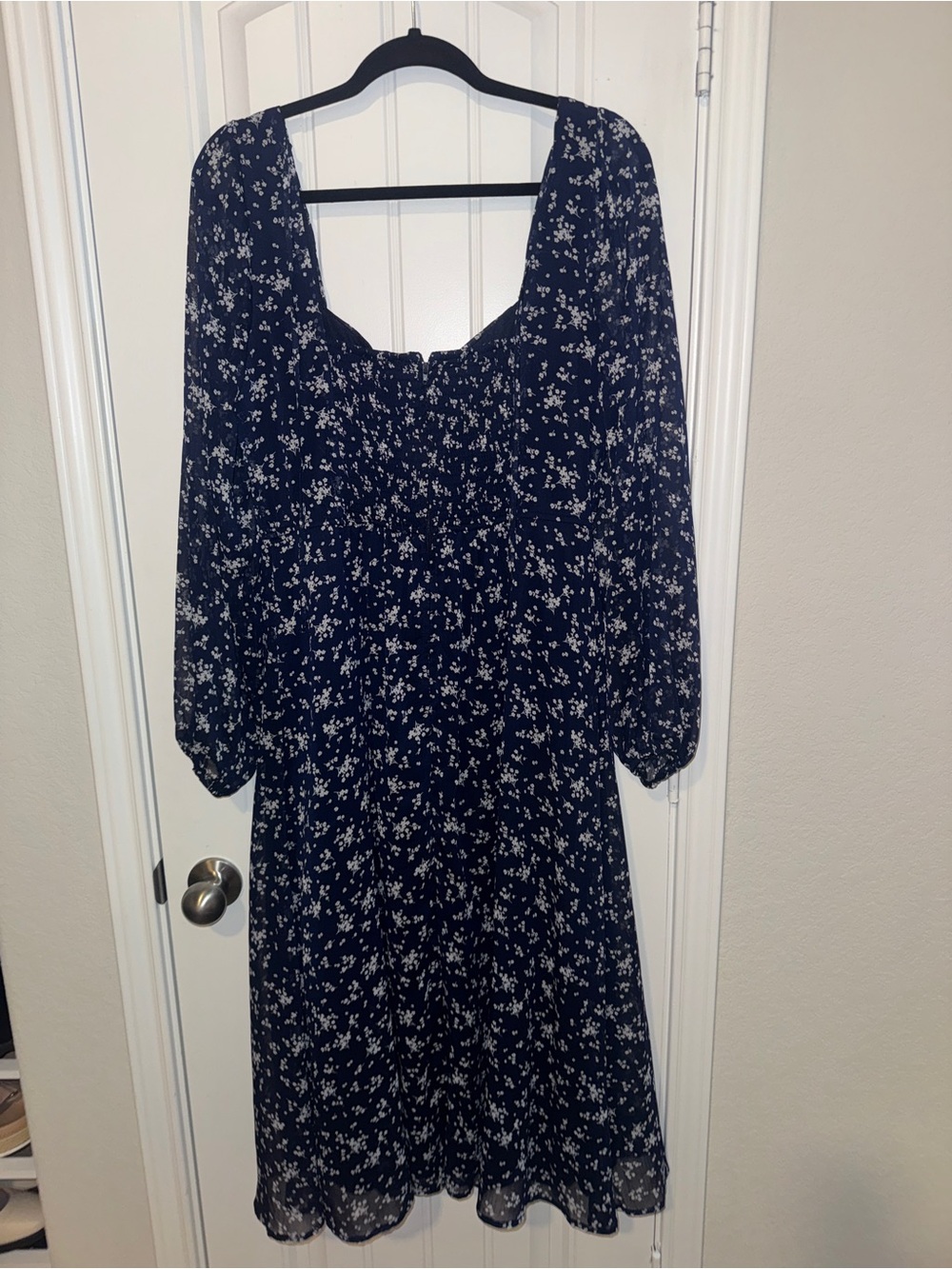 Trixxi Navy Floral Long Sleeve Midi Dress
